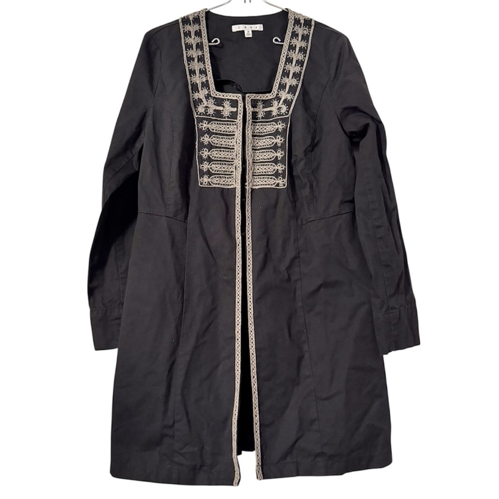 CAbi Turkish Delight Embroidered Military Inspired Pleated Back Jacket Sz 8 Chic